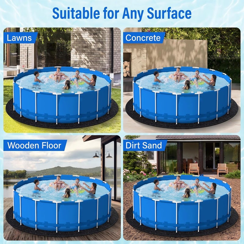 ACTREY 2025 New 12 FT Round Pool Pad for Above Swimming Pool,300 g/㎡ Pre-Cut Heavy Duty Outdoor Pool Liner Pads|Double Density| Puncture Resistant|Seamless Durable Eco-Friendly|Black Swimming Pool Mats - Image 5